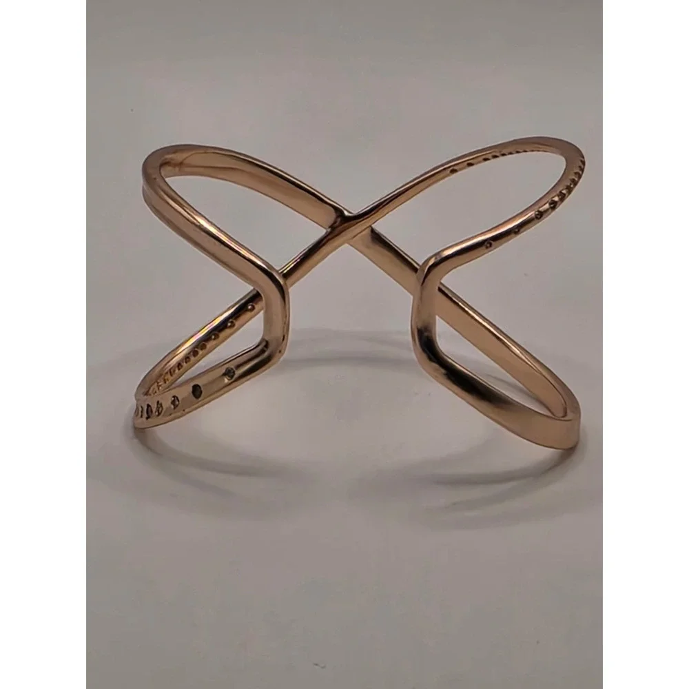 Kendra Scott Candice Rose Gold Crisscross Pave Cuff Bracelet Statement Jewelry